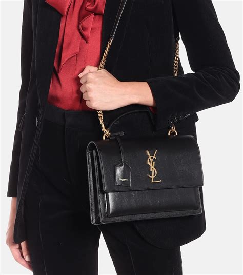 ysl sunset monogram grey|SAINT LAURENT Sunset medium leather shoulder bag .